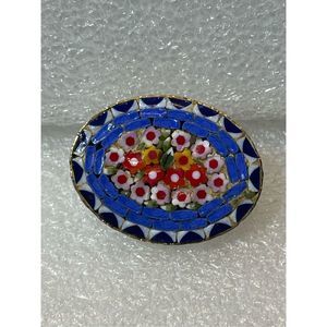SOLD!! Blue Theme Micromosaic Floral Italy Brooch